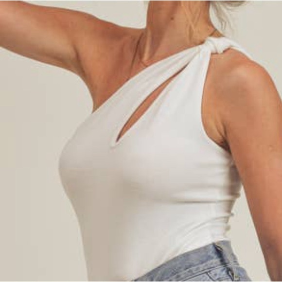 Sparkly gold/rose gold One-Shoulder Women's Top (stock photo‎ shown in white) - Picture 5 of 5